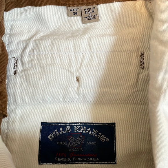 Bills Khakis Corduroy Pants Mens 34 Unhemmed Plain Front Standard Fit Brown Flaw - Picture 15 of 16